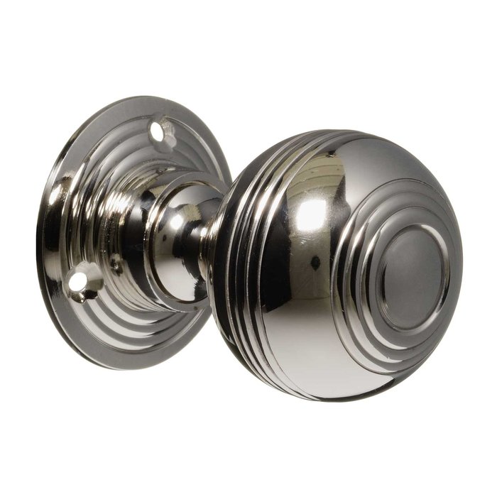 Georgian Door Knobs<br />Nickel Reeded (pair) (VDK-10)