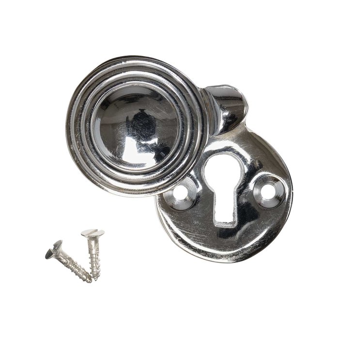 Keyhole Cover Escutcheon - Nickel Reeded Round (single) (VDK-28)