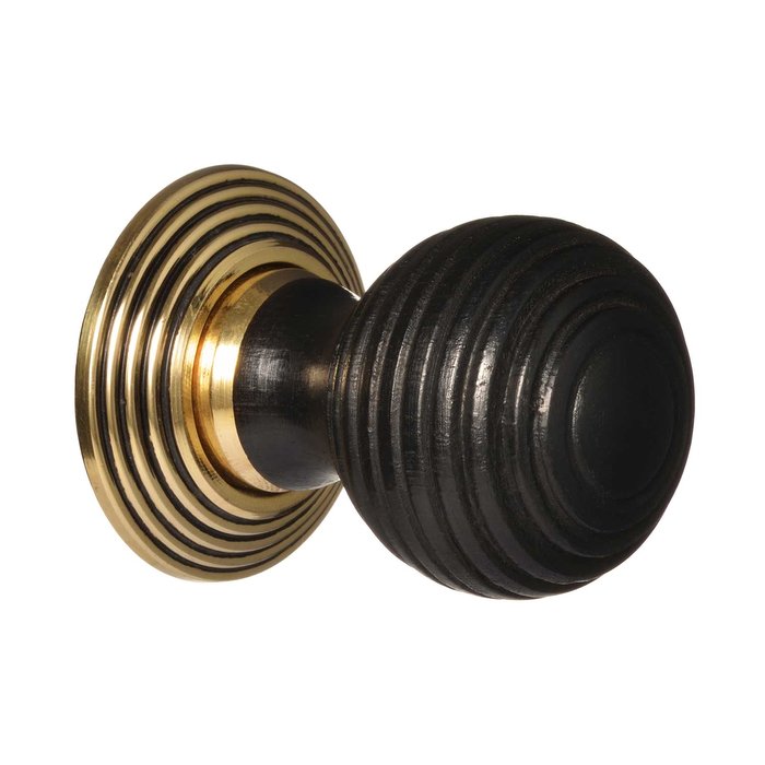 Victorian Cupboard Knob - Ebonised Beehive - Brass (single) (VDK-43)